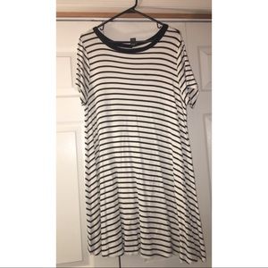 Black and White Striped Tee Shirt Dress